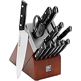Henckels Dynamic 14 pc Self Sharpening Knife Block Set, German Engineered | This Brown Knife Block Set Automatically Sharpens Knives When Stored in The Knife Block. Dishwasher Safe, Comfortable Handle.