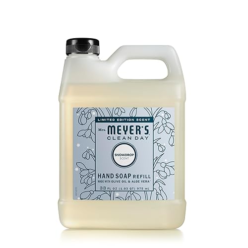 MRS. MEYER'S CLEAN DAY Liquid Hand Soap Refill, Snowdrop Scent, 33 Ounce Bottle