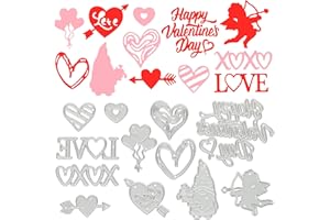 Otoolling 12 Pcs Valentine Metal Die Cuts for Card Making Happy Valentine's Day Heart Love Cupid Embossing Stencils for Wedding DIY Scrapbooking Craft Decorations