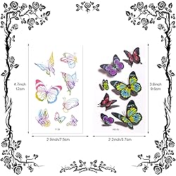 PAGOW 60 sheets Butterfly Tattoos Self-adhesive for