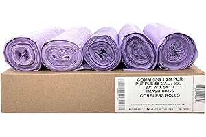 Ultrasac Heavy Duty 55 Gallon Purple Trash Bags - (Value 50 Pack) - 1.5 MIL equivalent Industrial Strength Plastic 37" x 54" for 50-55 Gal Cans -Fits Toter, Rubbermaid Brute, Carlislie Bronco etc.