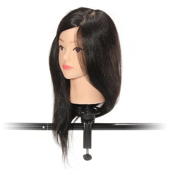 Hairdressing Training Head Practice Model With Clamp Real Long Hair 18" (90) Amazon.co.uk Beauty