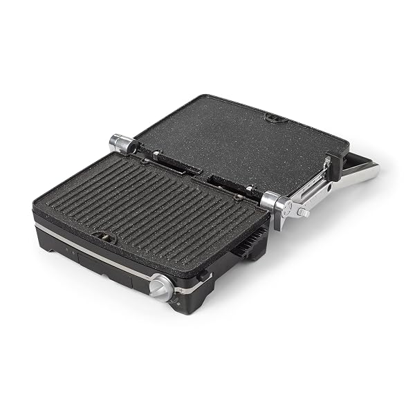 STARFRIT THE ROCK PANINI PRESS – ROCK.TEC NON-STICK REVERSIBLE PLATE – OPENS 180 DEGREES – ADJUSTABLE TEMPERATE CONTROL