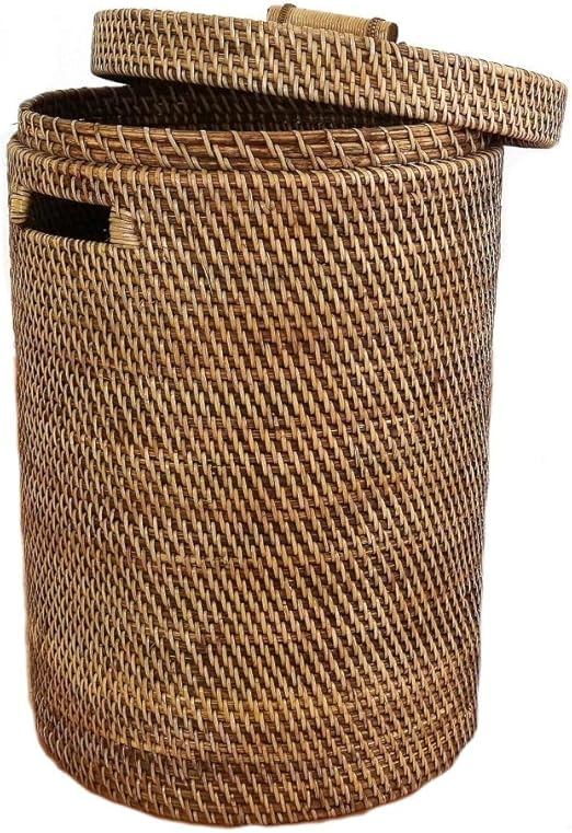 livasia Wäschekorb aus Bambus, Wäschebox, Wäschetonne, Wäschesammler