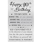 MOQIYXL Happy 20th Birthday Card for Son, 20 Year Old Gifts for Son Engraved Wallet Card