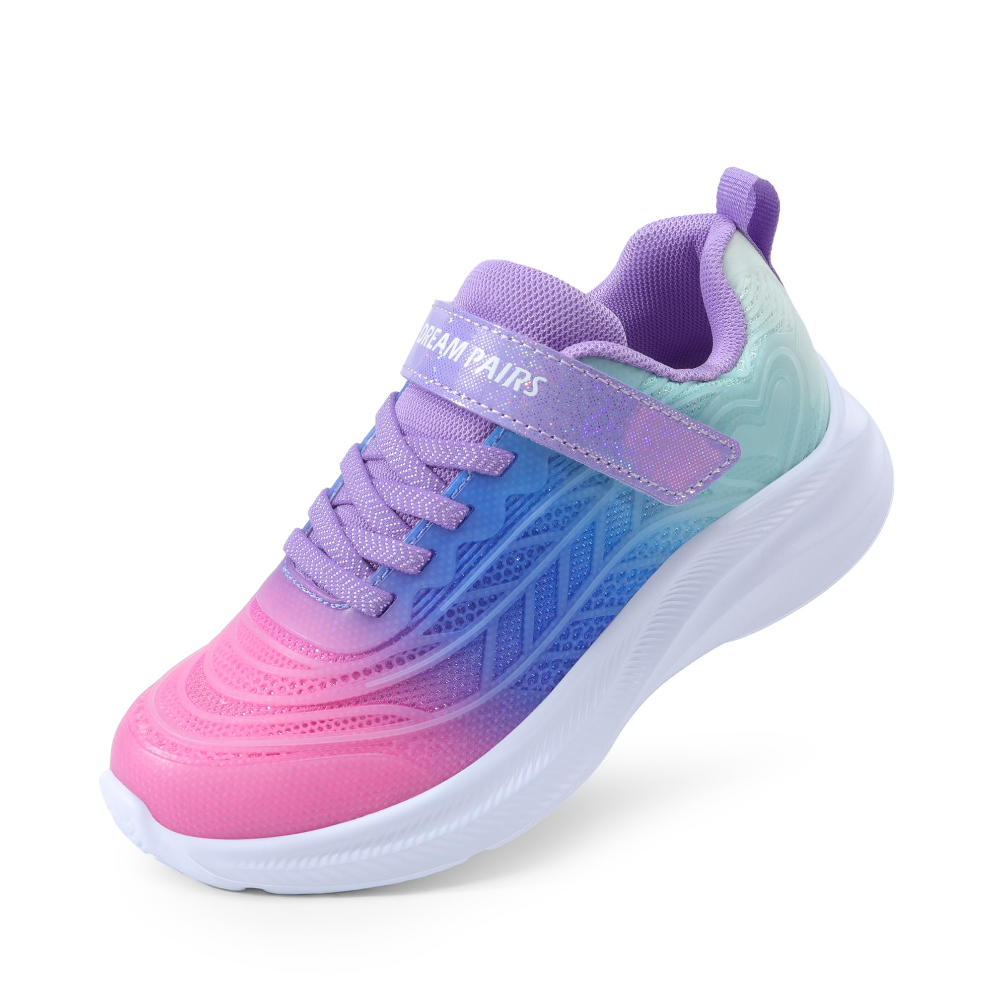 Photo 1 of DREAM PAIRS Girls Shoes Kids Tennis Sparkle Ease Running Athletic Lightweight Sneakers for Little/Big Kids Toddler,Size 3 Little Kid,Pink/Blue/Green,SDRS2411K