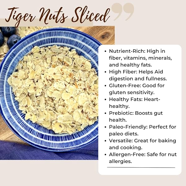 SLICED TIGER NUTS KILO BOXES (2.2 LBS) GLUTEN AND NUT FREE, ORGANIC, HIGH FIBER AND NUTRITION, LOW IN FATS, NON ALLERGENIC, AIP, PALEO