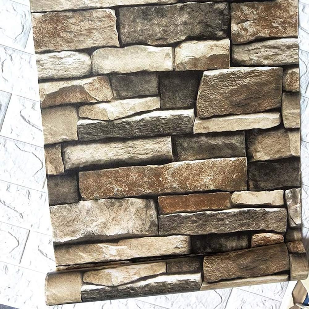 197”×17.7”Stacked Stone Wallpaper 3D Rock Wallpaper Peel and Stick