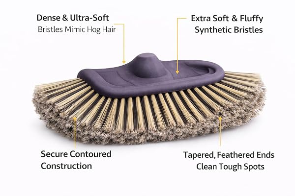 HI-TECH NOGHAIR WASH BRUSH – 14″ MULTI-LEVEL CAR WASH BRUSH TB-14X3CR – SOFT BRISTLES FOR SCRATCH-FREE CLEANING – FOR CARS, TRUCKS & SUVS – FITS THREADED HANDLE
