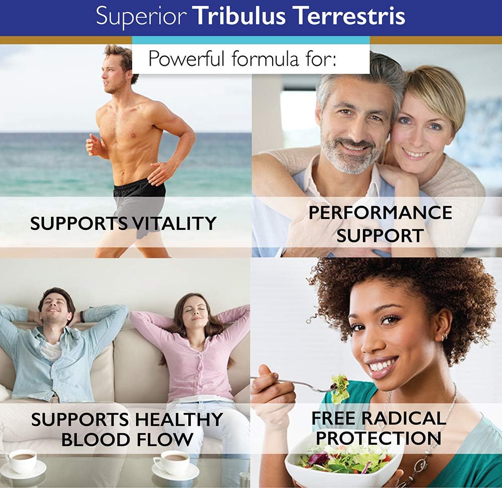 Superior Labs - Tribulus Terrestris - Testosterone Booster Cortisol Blocker with 45% Steroidal Saponins, 1500mg Dosage, 180 Vegetable Caps - Supports Vitality and Performance - with Added BioPerine®: Health & Personal Care