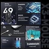ATTACK SHARK X3 49g Ultra Light Gaming Mouse PixArt 3395 26000 DPI BT 2.4G view 3