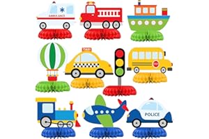 HaPiBiDesign Transportation Party Decorations - Honeycomb Centerpieces for Transportation Birthday Decor - Transportation Table Decoration for Kids - Transportation Theme Décor