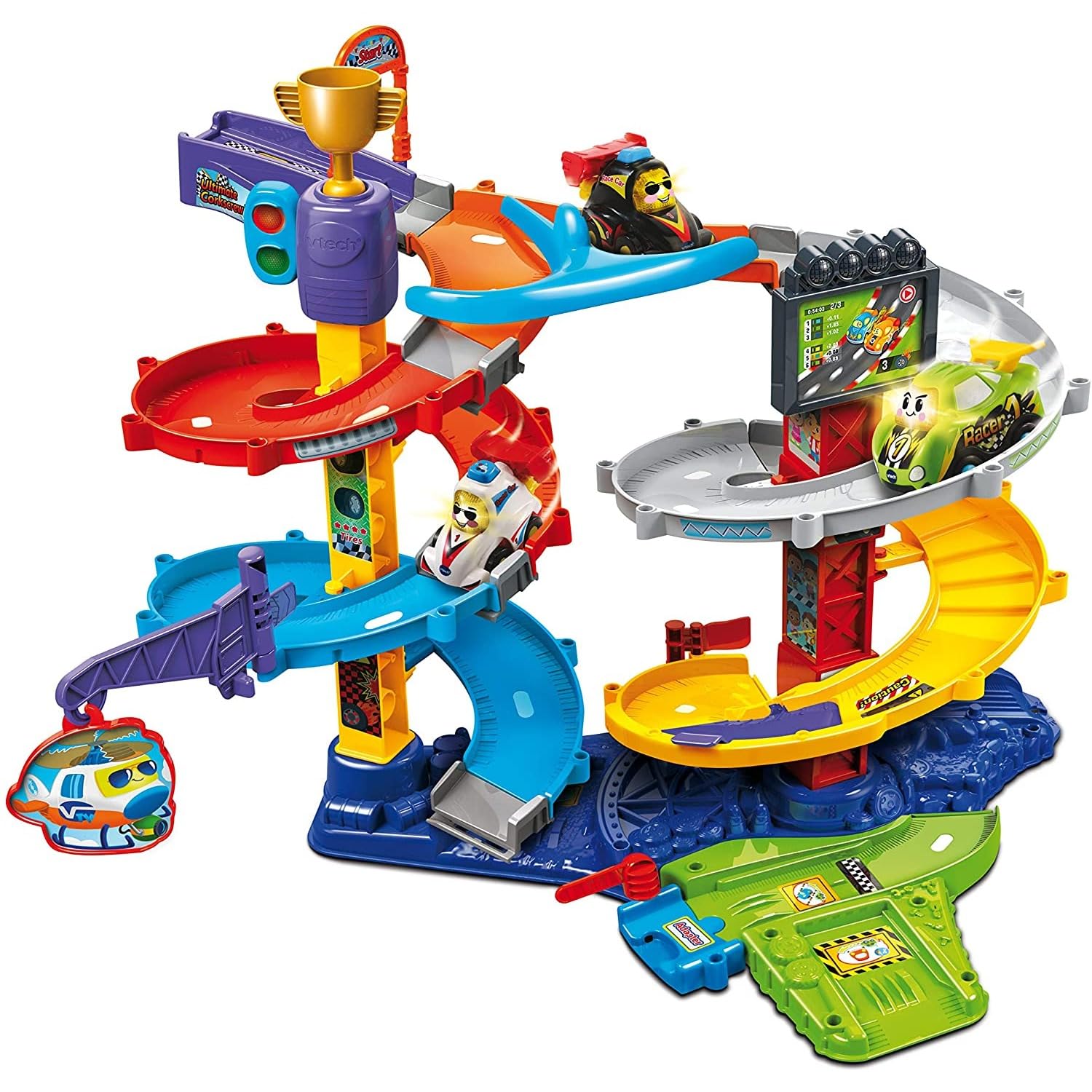 VTech Toot-Toot Drivers Twist and Race Tower, Racing Cars for Boys and Girls, Car Tracks for Kids with Lights and Sounds, Musical Toy Race Track, Ideal for Children Aged 12 months to 5 Years
