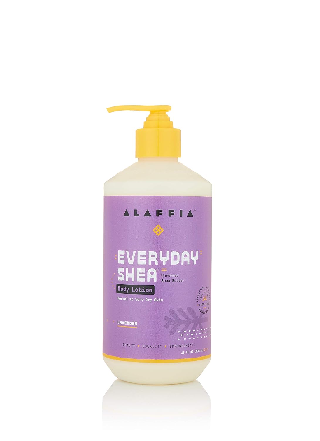 Alaffia EveryDay Shea Body Lotion - Normal to Very Dry Skin, Moisturizing Support for Hydrated, Soft, and Supple Skin with Shea Butter and Lemongrass, Fair Trade, Lavender, 16 Ounces : Beauty