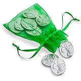 DANFORTH Pewter Four Leaf Clover Pocket Tokens, Shamrock Coins, Good Luck Charm, Pewter, Made in USA, Gift Bag (Pack of 10)