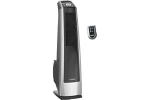 Lasko High Velocity Oscillating Tower Fan for Bedroom, Garage, Basement, and Gym with Remote Control, Timer, 3 Powerful Speeds, 35" Silver/Black, U35115