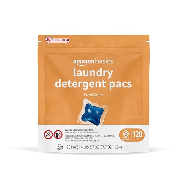 AMAZON BASICS LAUNDRY DETERGENT PACS, FRESH SCENT, 120 COUNT (PREVIOUSLY SOLIMO)