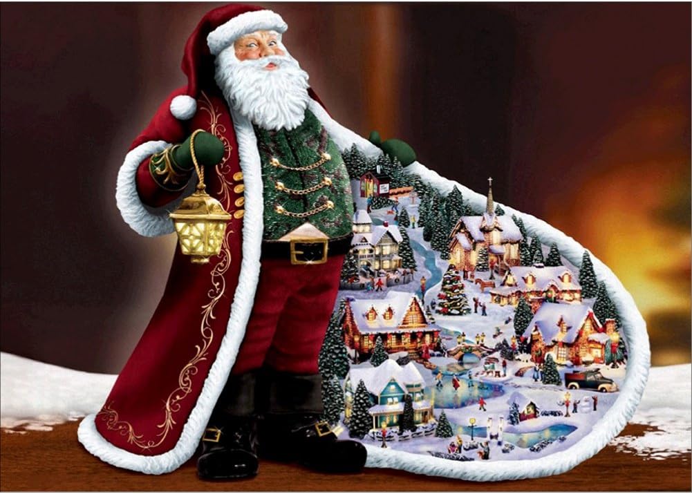 Rebuty 5D DIY Handmade Merry Christmas Night Embroidery Painting Rhinestone Room Decoration