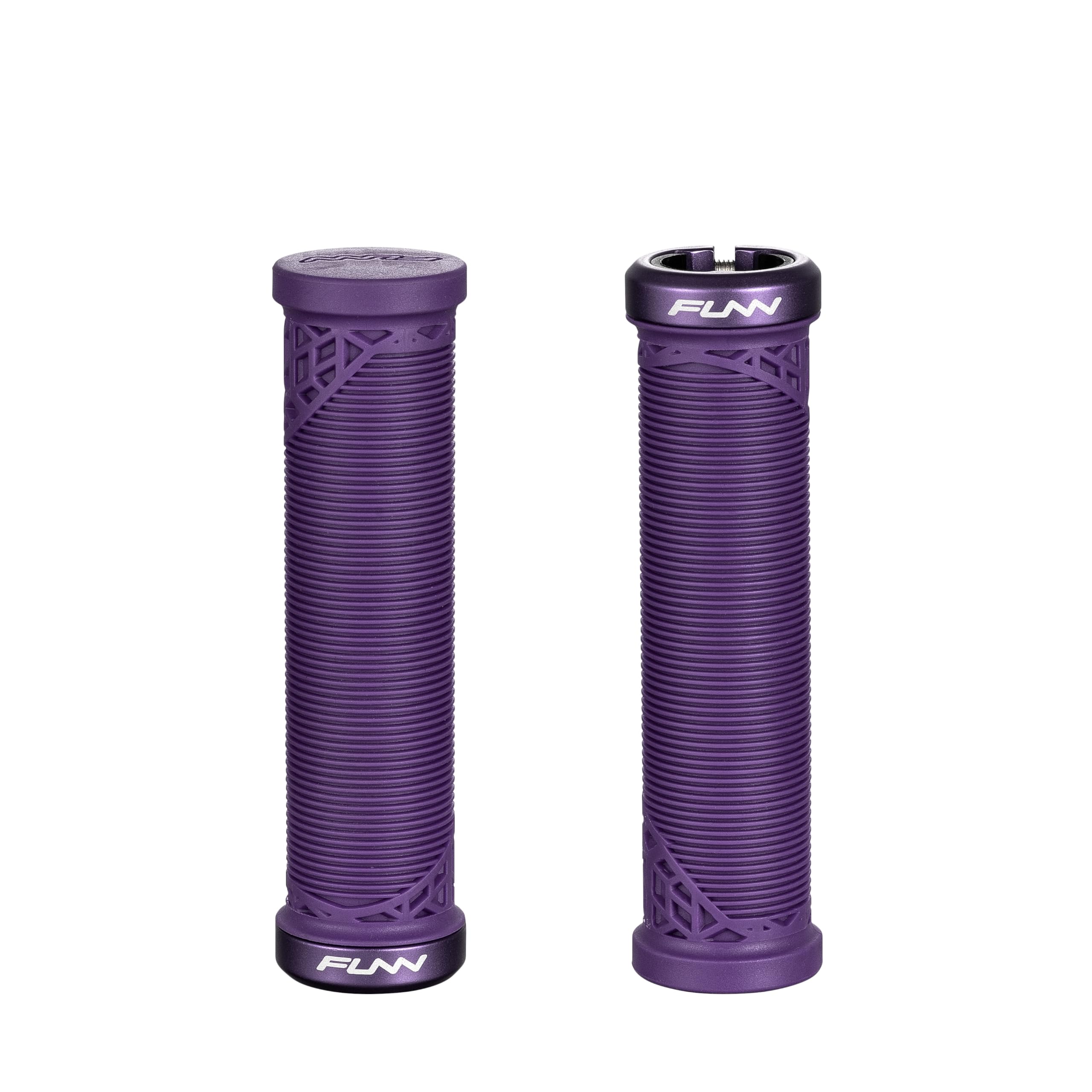 Funn Hilt JR Mountain Bike Handlebar Grips With Single Lock On Clamp, Bicycle Handlebar Locking Grips with 19 mm Inner Diameter, Short Bicycle Grips For Youth, Girls and Boys (Purple)