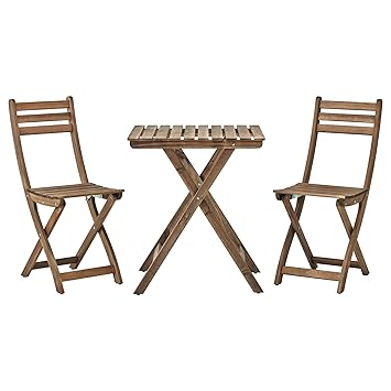 ikea askholmen table 2 chairs outdoor grey brown stained amazon in furniture