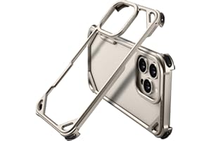 OATSBASF for iPhone 15 Pro Max 6.7" Bumper Case Metal, Aluminum Frame Slim Fit No Back Design, Compatible with MagSafe, 4 Corner Shockproof Protection, Minimalist Frameless Phone Case,Natural Titanium