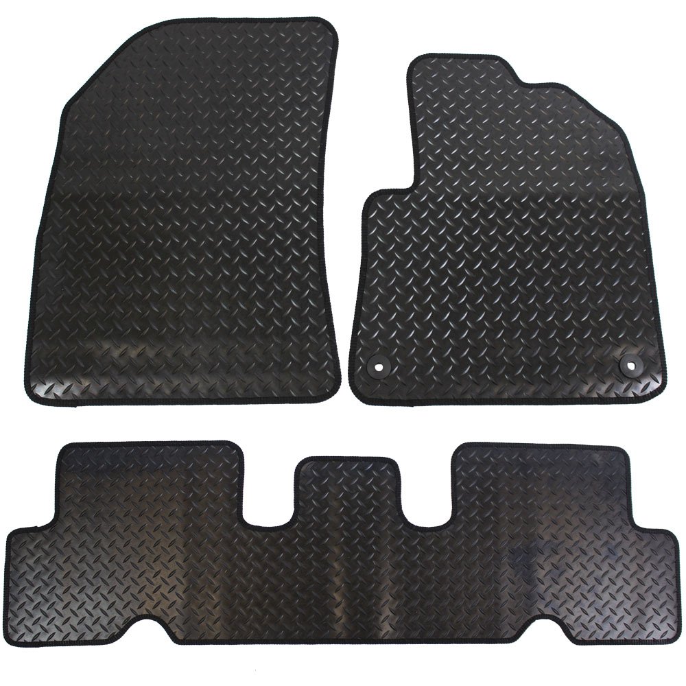 JVL 3523R Citroen C4 Picasso MK2 2014+ Fully Tailored 3 Piece Rubber Car Mat Set with 2 Clips - Black