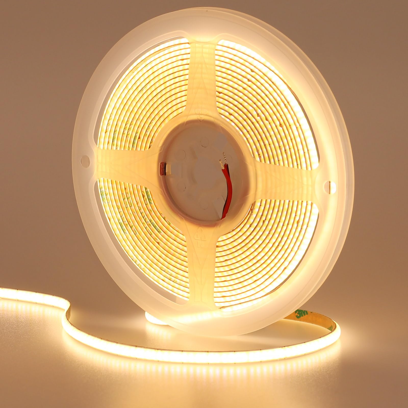 GOMING 12V 5mm Width COB LED Strip Light Warm White 3000K 16.4ft(5M) CRI 93+ Uniform Glow 400LEDs/M Flexible Not Waterproof IP20 LED Tape Lights for DIY Bedroom Kitchen Home Decor(No Power Supply)