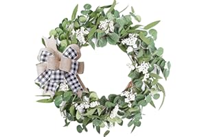 Artificial Eucalyptus Wreath for Front Door |20''Green Leaf Wreath for Window Home Porch Farmhouse Patio and Garden Indoor Ou