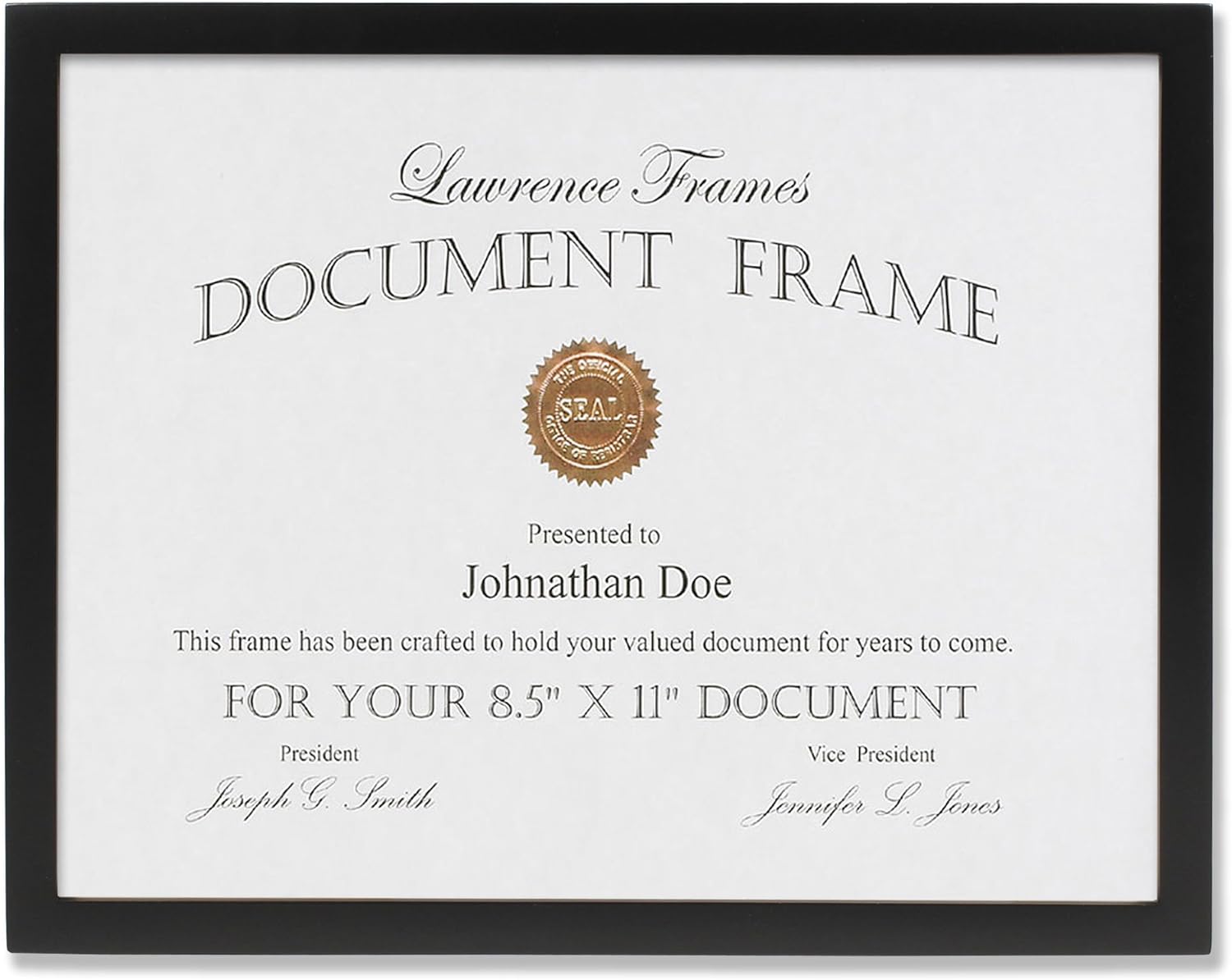 Photo Albums, Frames & Accessories - Lawrence Frames Black Wood Certificate Picture Frame, Gallery Collection, 8-1/2 by 11-Inch