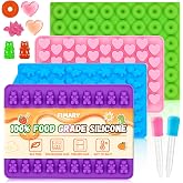 Gummy Bear Molds Silicone Mini Size, Non-stick Chocolate Candy Gummy Mold with 2 Droppers Including Dinosaur, Bear, Hearts an
