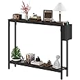 Bigbiglife 39.4" Console Entryway Table, 2-Tier Industrial Narrow Sofa Table with Storage Shelves for Hallway, Living Room, Bedroom, Foyer, Corridor, Office, Black