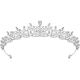 SWEETV Silver Tiara Crown for Women,Princess Tiaras for Girls,Crystal Retro Hair Accessories for Wedding Birthday Prom Pageant Quinceanera