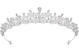 SWEETV Silver Tiara Crown for Women,Princess Tiaras for Girls,Crystal Retro Hair Accessories for Wedding Birthday Prom Pageant Quinceanera