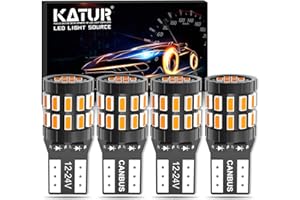 KATUR 194 T10 W5W 168 LED Light Bulb Super Bright Amber Yellow 30-SMD 3014 Chips 12-24V CANBUS Error Free LED Bulbs Replacement for Car Dome Map Door Courtesy License Plate Light(Upgraded Version)