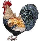 2pcs Glass Rooster Ornaments for Christmas Tree Decorations, Hand Painted Glass Rooster Christmas Ornament