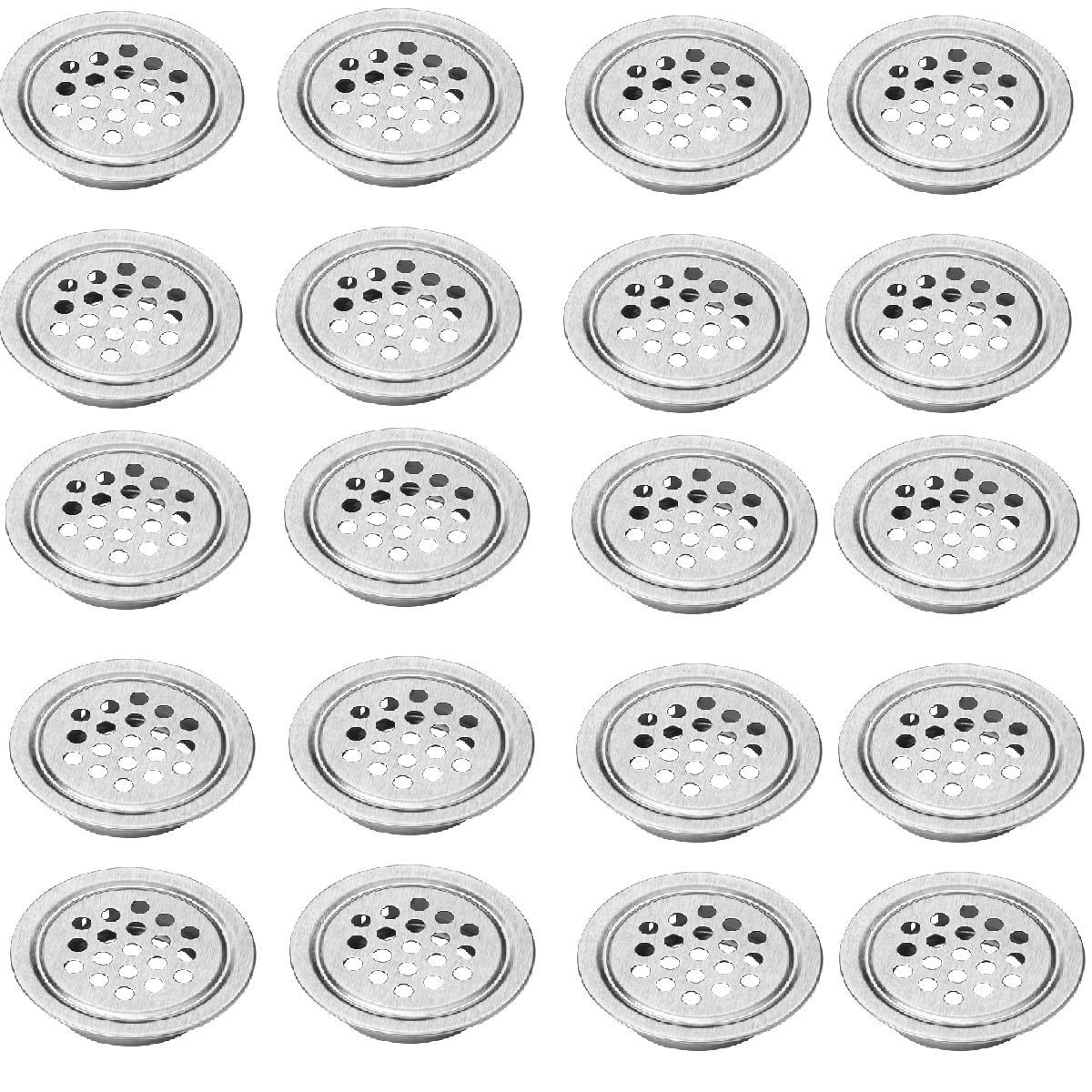 Unifizz Stainless Steel Flat Air Vent Holes,25MM Flat Round Ventilation Mesh Hole for Kitchen, Bedroom etc, Silver, 20PCs