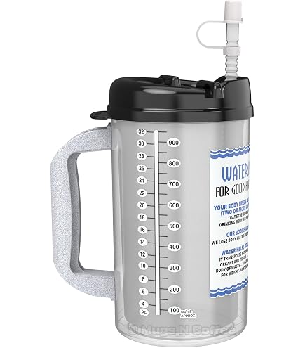 Nuenen 2 Set 32 oz Hospital Cup with Lid and Straw Insulated Hospital Tumbler Stainless Steel Insulated Mug with Large Carry Handle Hospital Water