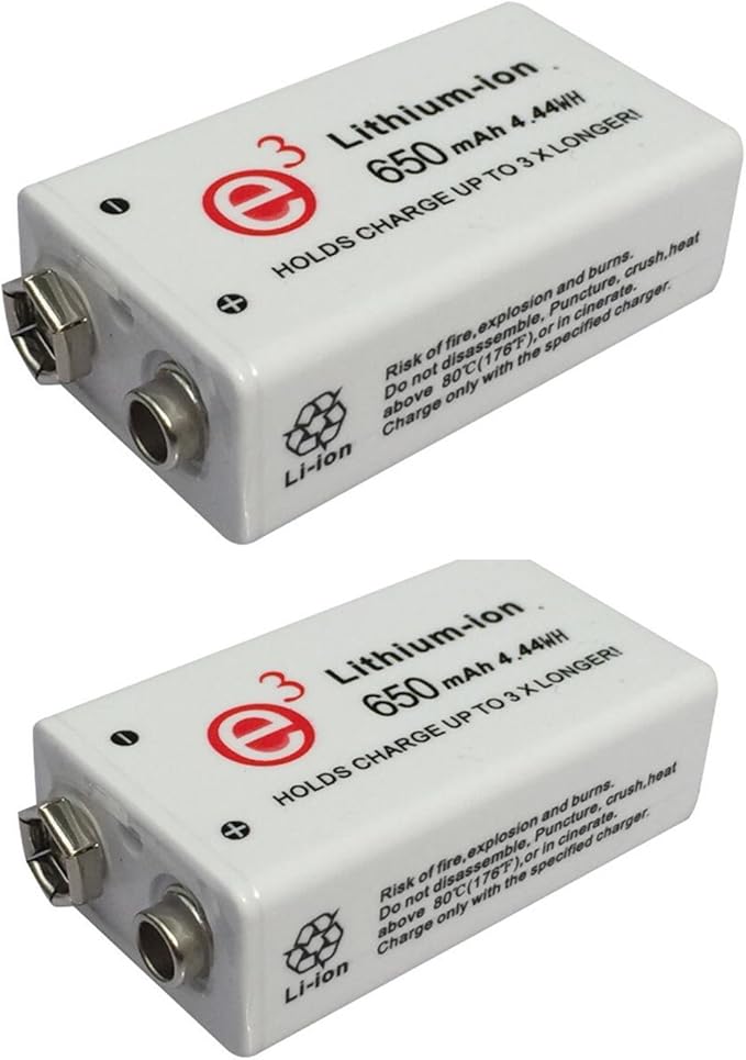 2 Pezzi 9V 650mAh Batteria Agli Ioni Di Litio Batteria Ricaricabile
