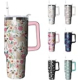 40oz Pug Stainless Steel Tumbler with Handle and Straw, Dog Insulated Cup Travel Coffee Mug Water Bottle with Lid and Straw, Animal Lovers Women Gifts
