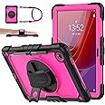 SEYMAC stock Tablet Case for Lenovo Tab M11 (TB-330FU/TB-330XU) 11 inch Drop-Proof Protection Cover with 360° Rotate Stand & Strap [Pen Holder] & Screen Protector/K11/Xiaoxin Pad 2024, Rose+Black
