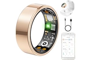 TIANTIANKA Ring Health Tracker for Women Men, Fit Ring with Heart Rate, Blood Oxygen, Sleep Monitor, Calories, Step Counter, IP68 Waterproof Smart Ring for iPhone & Android, No Subscription Fee (Rose Gold, 7#)