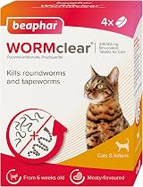 Beaphar WORMclear Tablets for Cats 4 Pack Kills Round & Tapeworms