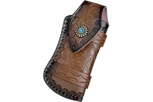 COHOMELARS Small Pocket Knife Sheath for 4'' Folding Knife,Horizontally Carry Small Leather Knife Pouch Belt Loop,Edc Leather Knife Snap Case,Knife Holster