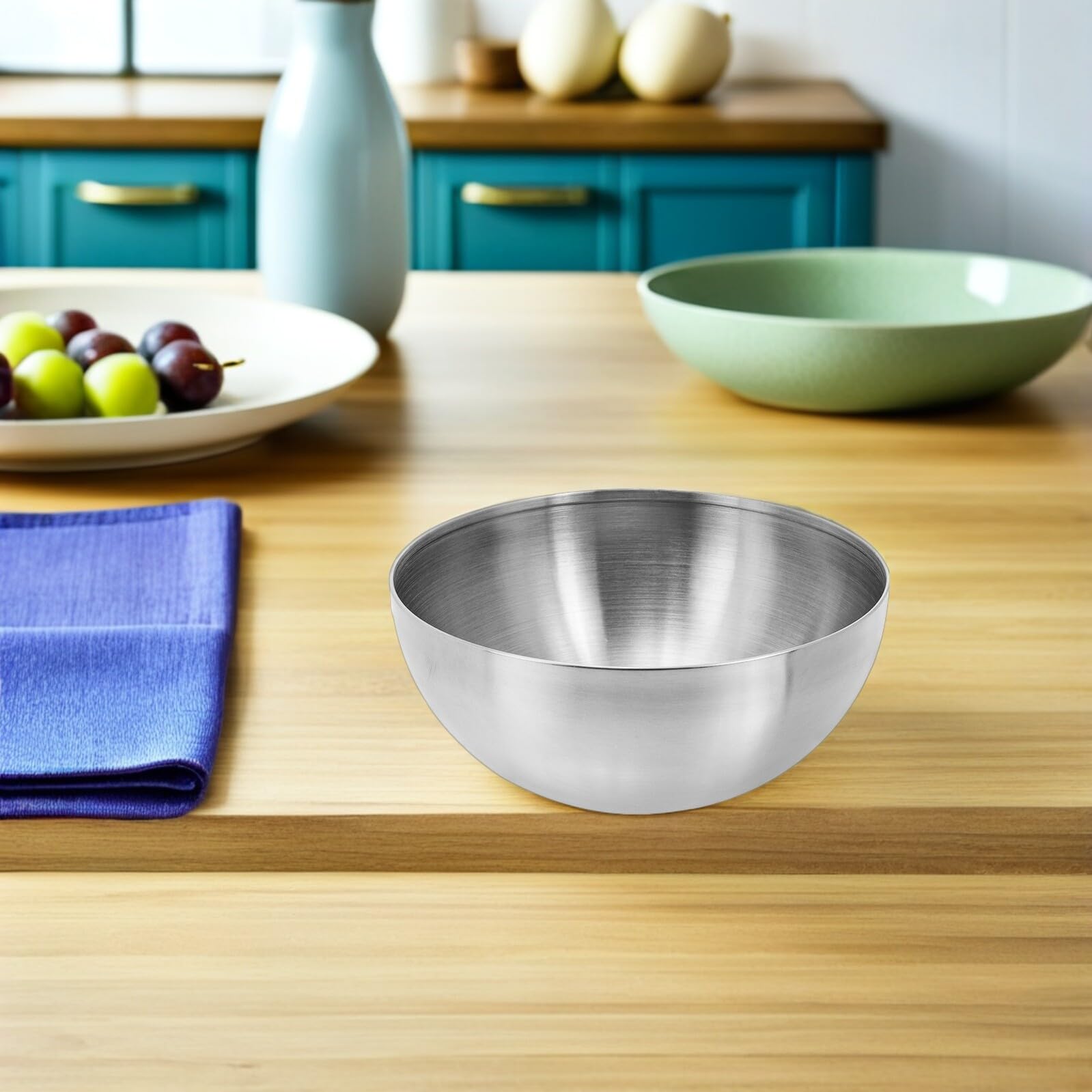 Zerodeko 2 Stück Ramen Nudelschüssel Edelstahl Schalen Koreanische Schalen Metall Pho Suppe Schüssel Servierschalen für Getreide Reissuppe Nudeln Salat 12 cm Silber Silber 7