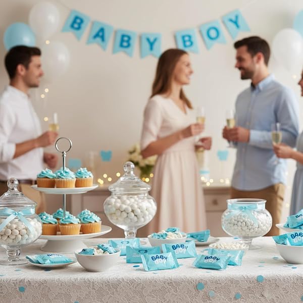 216CT BUTTER MINTS GENDER REVEAL – FOR BABY SHOWER FAVORS, BLUE BUTTERMINTS INDIVIDUALLY WRAPPED IN BULK, BABY SHOWER GAMES & GENDER REVEAL PRIZES, BABY BOY CANDY TREATS