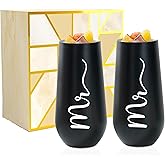 Onebttl Wedding Gifts, Engagement Gifts for Gay Couples, Unique Newly Engaged Gifts, Champagne Flute Insulated Tumbler Set of 2, LGBT Gift Ideas for Future Mr & Mr, 6oz (28 ml), Included NO LID