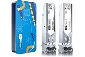 H!FIBER.COM 2 Pack 1.25G Multimode SFP LC Module, 1000Base-SX Gigabit Fiber Transceiver for Cisco GLC-SX-MMD, Meraki, Ubiquiti UniFi UF-MM-1G, TP-Link, Fortinet, Intel, Netgear and More (MMF,850nm,550m,DDM)