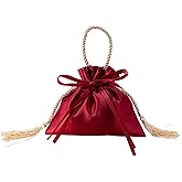 Airssory 10 Pcs 6.5x6.3 In Red Silk Jewelry Drawstring Gift Bags Storage Pouches with Tassel for Wedding Favor Christmas Holiday Birthdays Parties