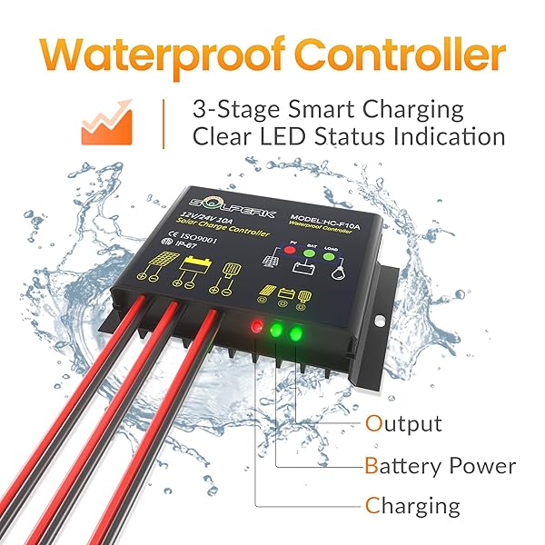SOLPERK SOLAR PANEL KIT 30W 12V, WATERPROOF SOLAR BATTERY TRICKLE CHARGER MAINTAINER + UPGRADE WATERPROOF CONTROLLER + ADJUSTABLE MOUNT BRACKET FOR BOAT CAR RV MOTORCYCLE MARINE AUTOMOTIVE