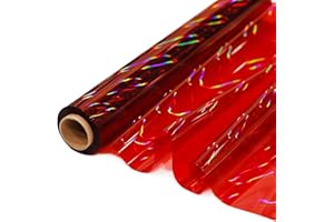 CMFYHM Iridescent Red Cellophane Wrap Roll I 34 In Wide X 100 Ft Long I Colorful Cello Perfect For Baskets,Gifts, Treats,Birthday Holiday Wedding Floral, Party Arts Crafts Decoration (Red)